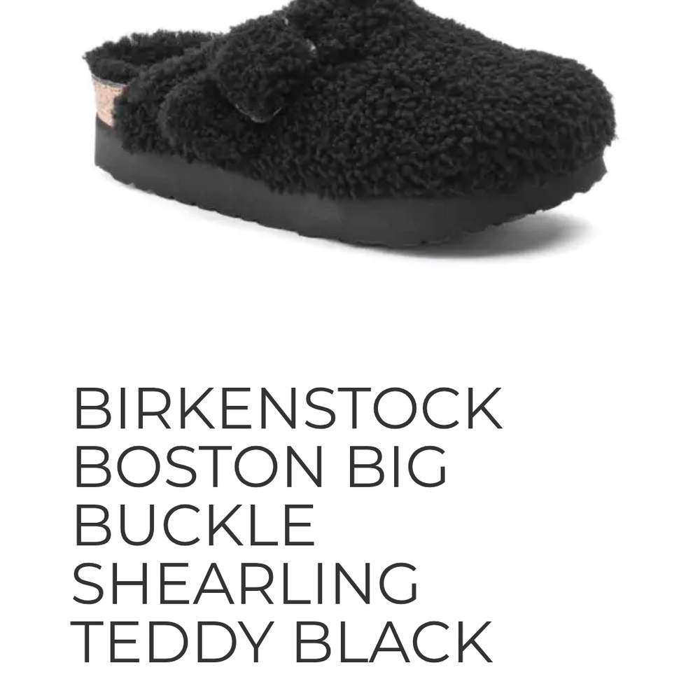 Birkenstock Black Shearling Big Buckle Clogs